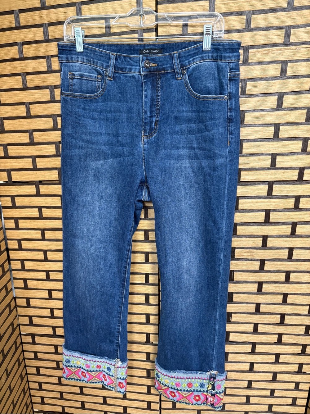 John Mark Embroidered Cuff Jeans Size 10